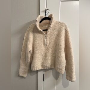 Cream and Tan quarter Zip Sweater